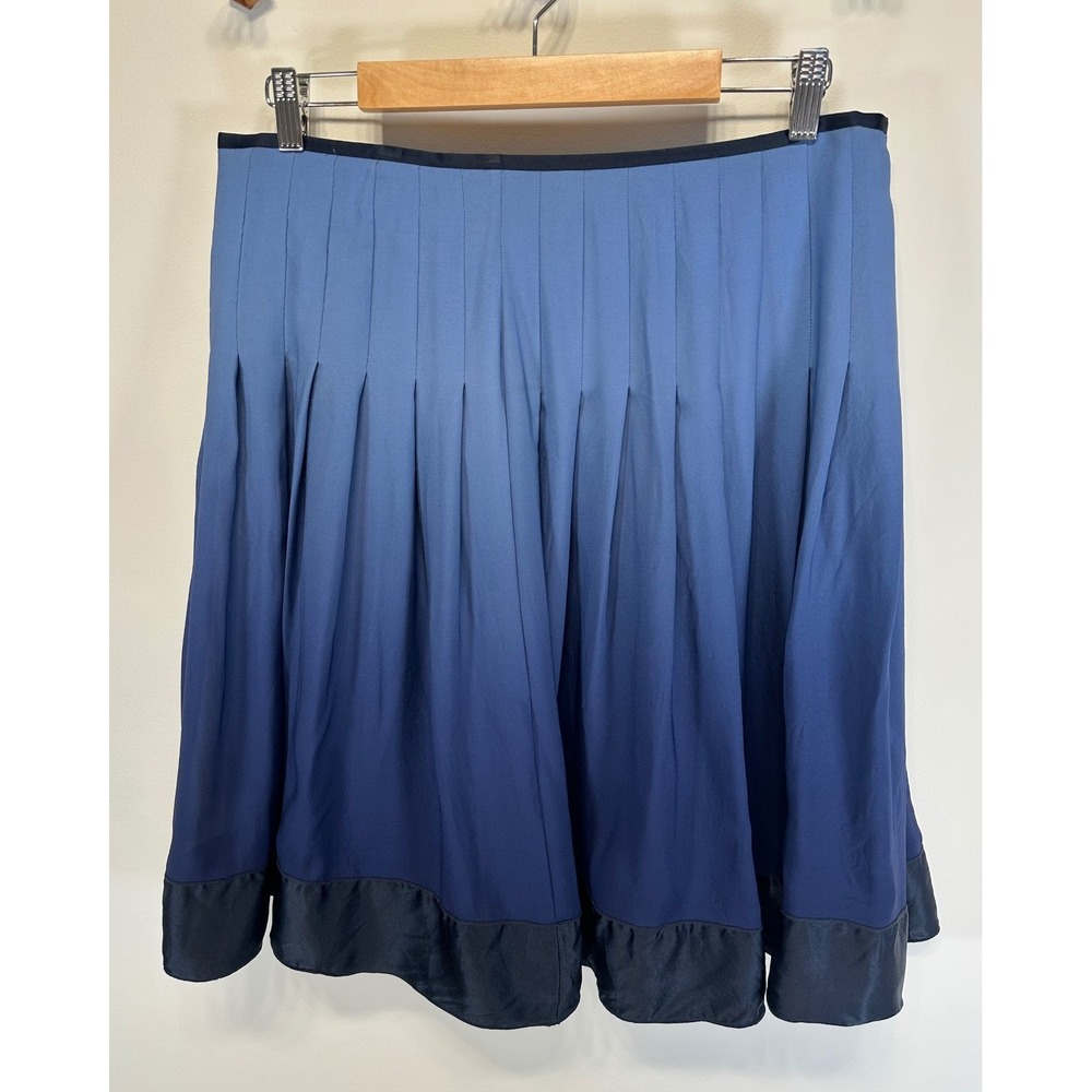 Talbots 100% silk blue ombre pleated skirt 14 Petite